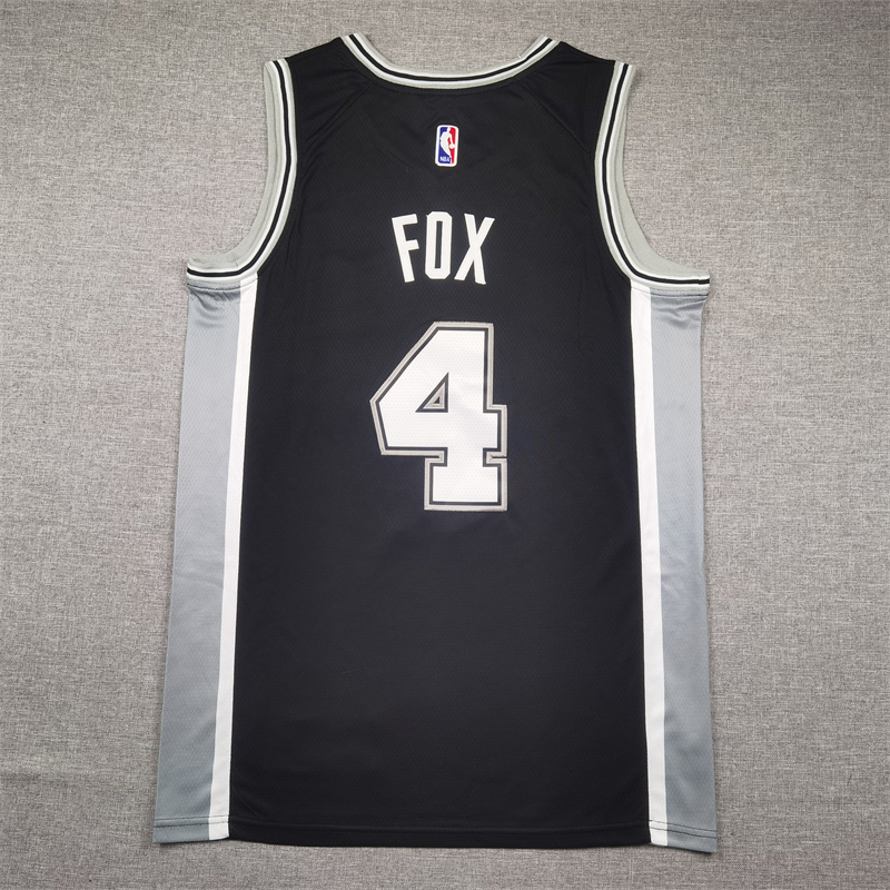 Men's San Antonio Spurs De'Aaron Fox #4 Black Swingman Jersey - Icon Edition