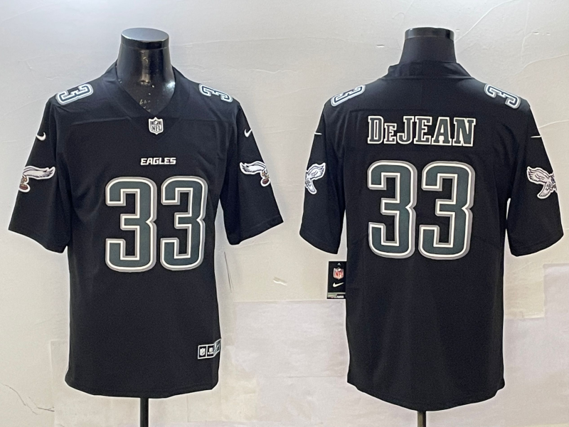 Men's Philadelphia Eagles Cooper DeJean #33 Carbon Black Fashion Game Player Jersey