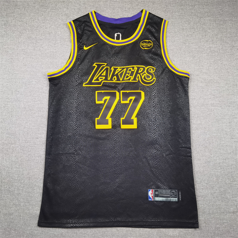 Men's Los Angeles Lakers Luka Doncic #77 Black Swingman Jersey