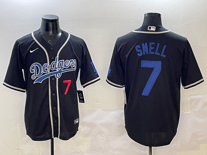 Men's Los Angeles Dodgers Blake Snell #7 Black Replica Player Jersey