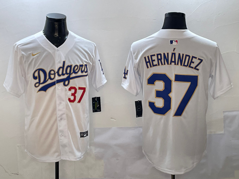 Men's Los Angeles Dodgers Teoscar Hernandez #37 White Replica Game Jersey