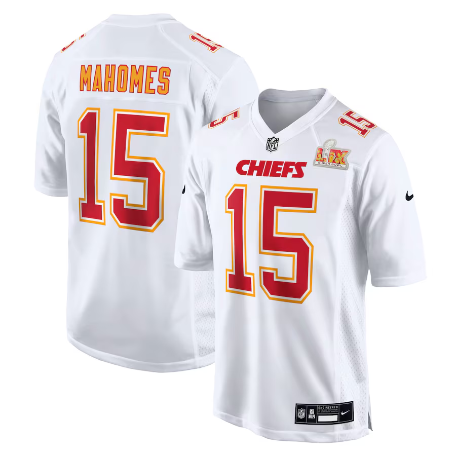 Men's Kansas City Chiefs Patrick Mahomes #15 Tundra White Super Bowl LIX Fashion Game Jersey