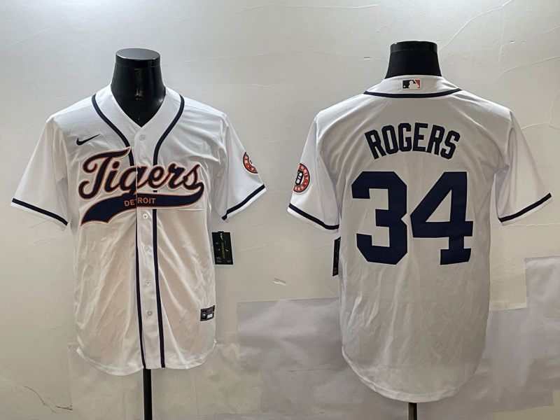 Men's Detroit Tigers Jake Rogers #34 White Player Jersey