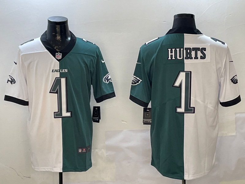 Men's Philadelphia Eagles Jalen Hurts #1 White/Green Game Player Jersey