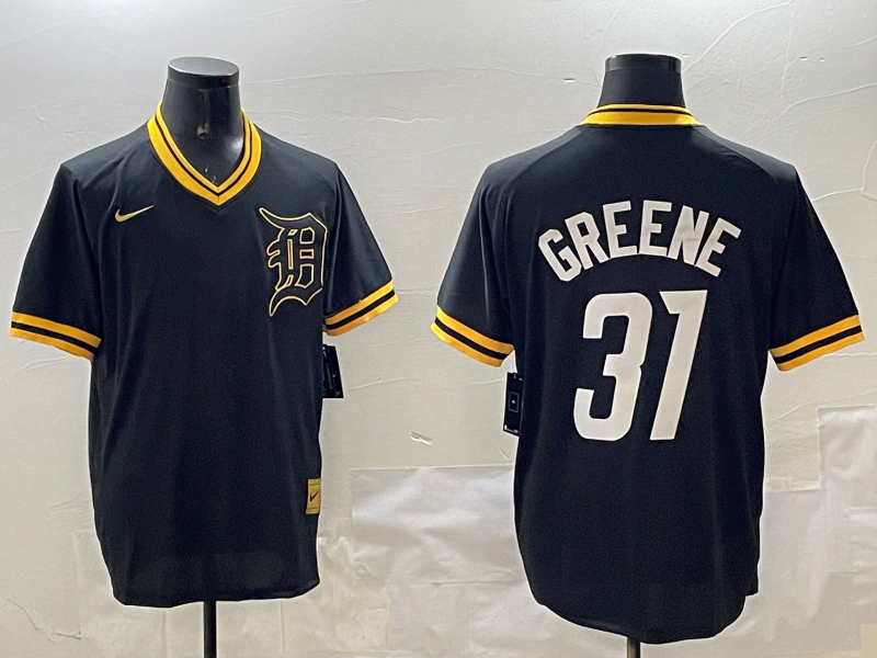 Men's Detroit Tigers Riley Greene #31 Black Replica Player Jersey