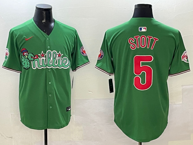 Men's Philadelphia Phillies Bryson Stott #5 Green Replica Team Jersey