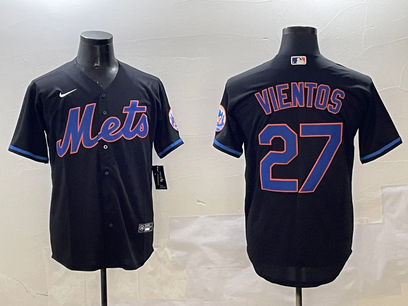 Men's New York Mets Mark Vientos #27 Black Replica Player Jersey