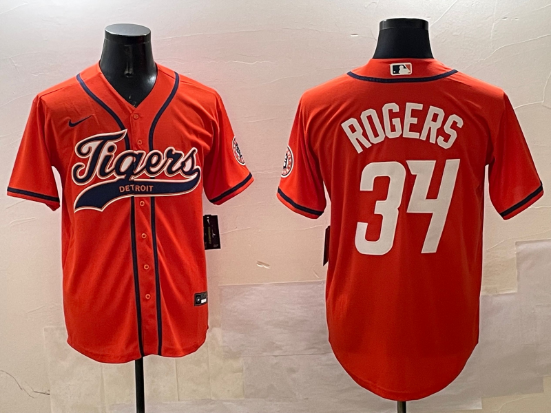 Men's Detroit Tigers Jake Rogers #34 Orange Replica Player Jersey