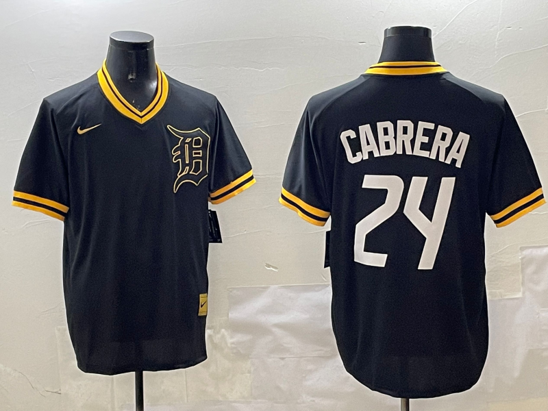 Men's Detroit Tigers Miguel Cabrera #24 Black Replica Player Jersey