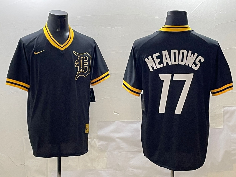 Men's Detroit Tigers Austin Meadows #17 Black Replica Player Jersey