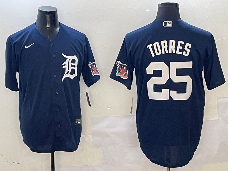 Men's Detroit Tigers Gleyber Torres #25 Navy Replica Player Jersey
