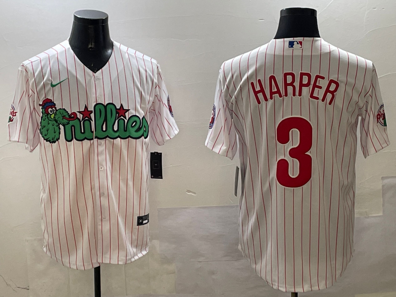 Men's Philadelphia Phillies Bryce Harper #3 White Replica Team Jersey