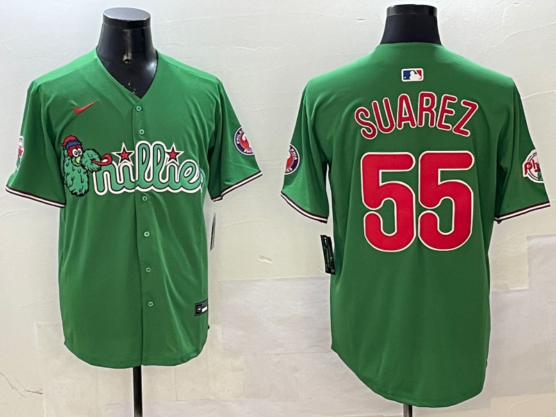 Men's Philadelphia Phillies Ranger Suarez #55 Green Replica Team Jersey
