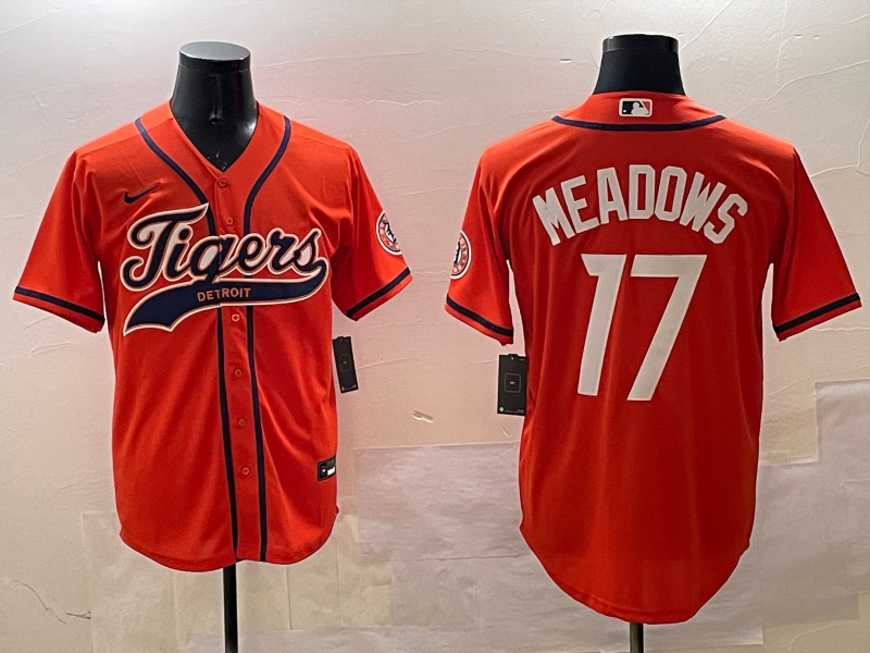 Men's Detroit Tigers Austin Meadows #17 Orange Replica Player Jersey
