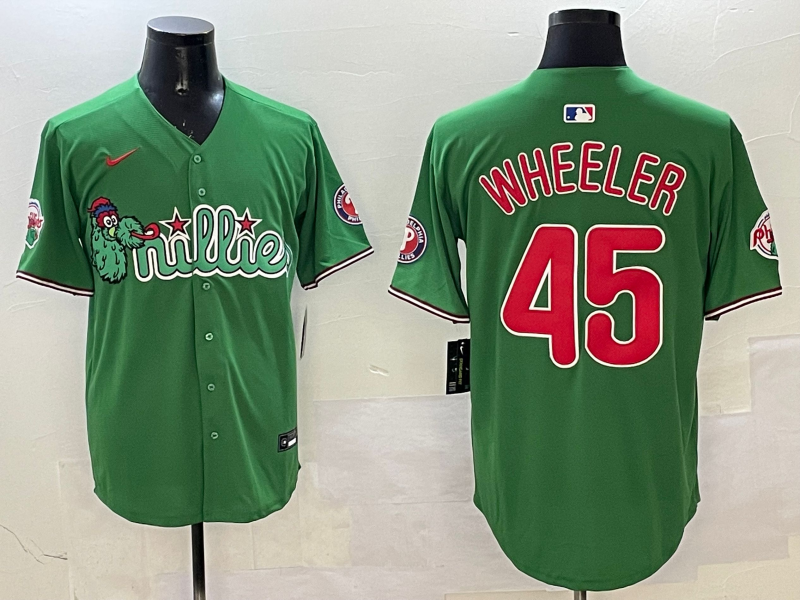 Men's Philadelphia Phillies Zack Wheeler #45 Green Replica Team Jersey