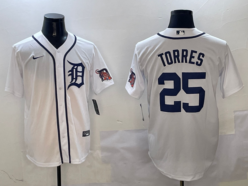 Men's Detroit Tigers Gleyber Torres #25 White Home Replica Player Jersey