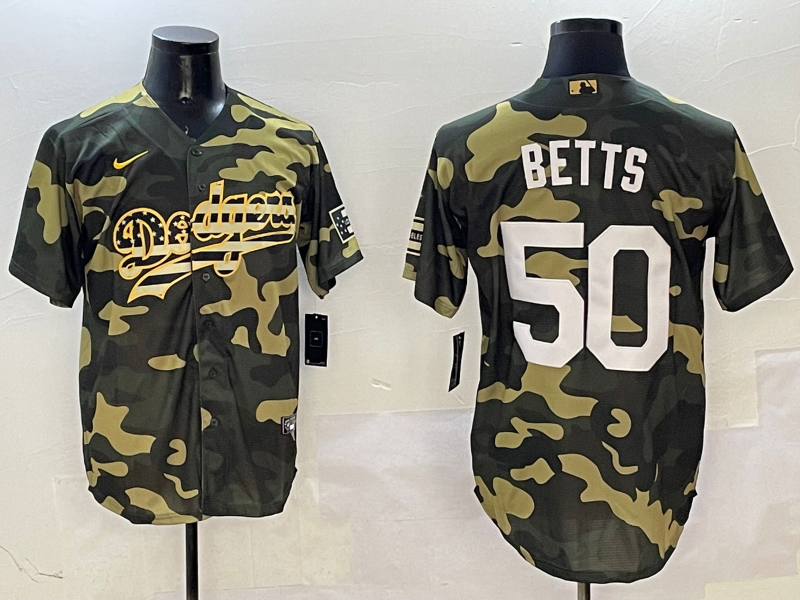 Men's Los Angeles Dodgers Mookie Betts #50 Camouflage Replica Player Jersey