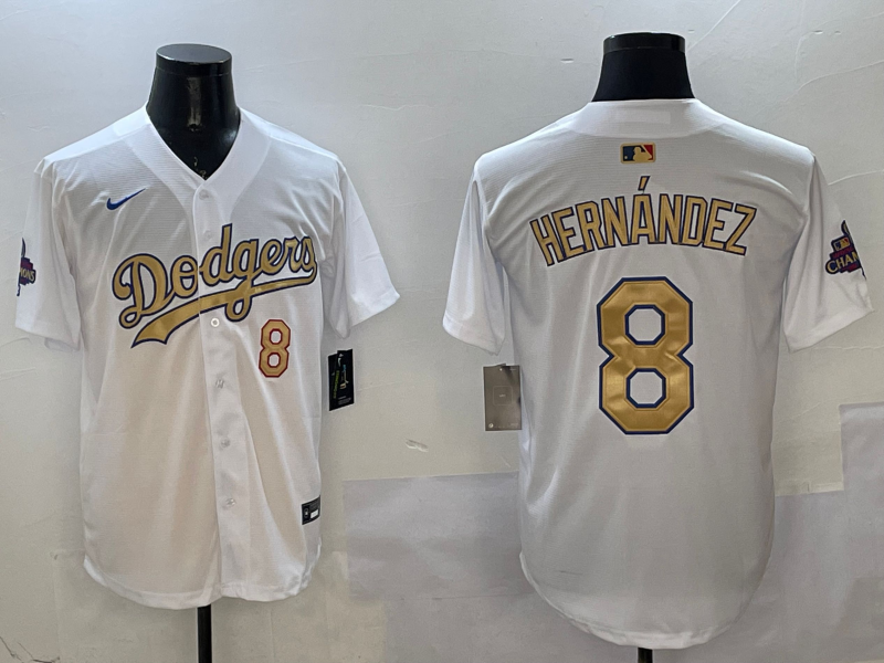 Men's Los Angeles Dodgers Enrique Hernandez #8 White 2025 Gold Collection Limited Jersey