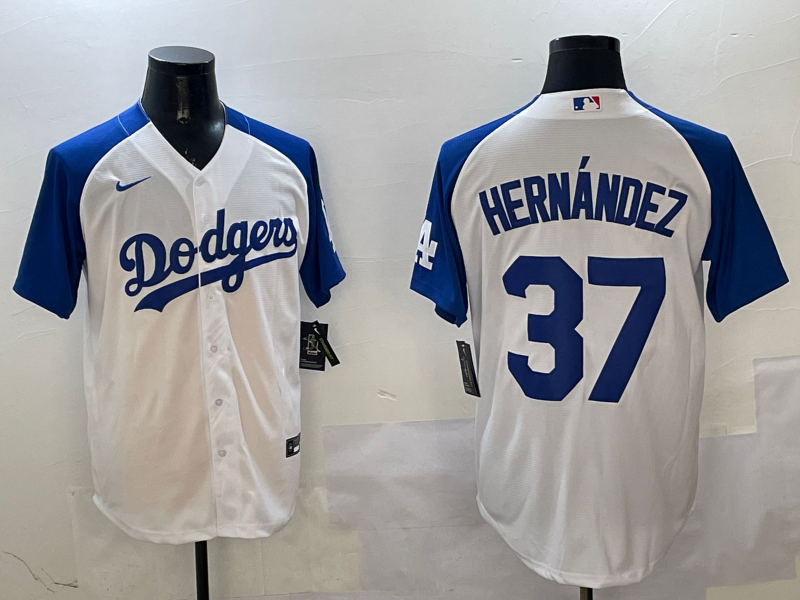 Men's Los Angeles Dodgers Teoscar Hernandez #37 White Player Jersey