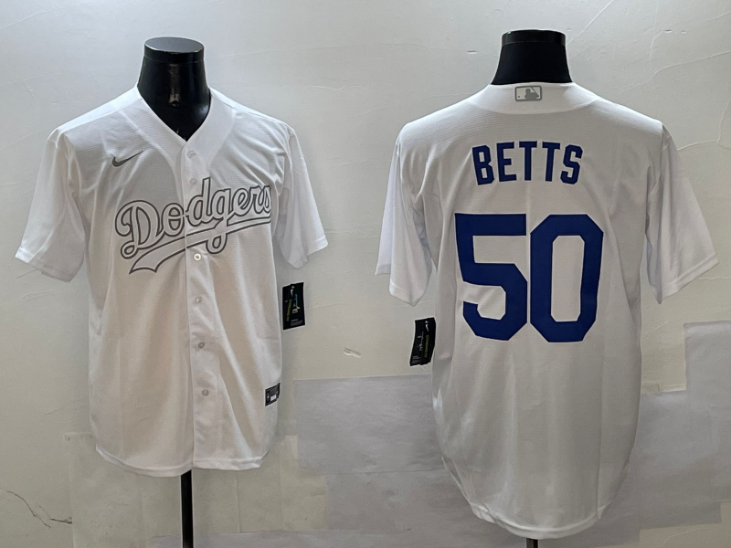 Men's Los Angeles Dodgers Mookie Betts #50 White Player Jersey