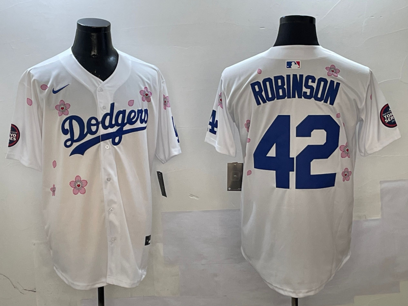 Men's Los Angeles Dodgers Jackie Robinson #42 White Alternate Replica Player Jersey