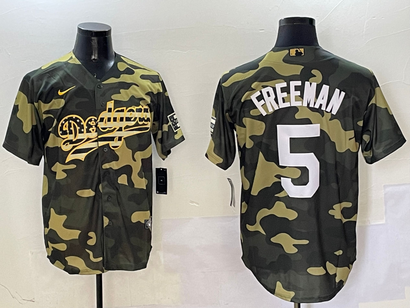 Men's Los Angeles Dodgers Freddie Freeman #5 Camouflage Replica Player Jersey