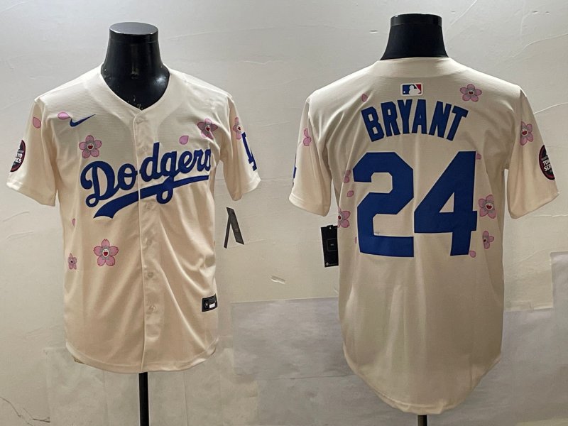 Men's Los Angeles Dodgers Kobe Bryant #24 Cream Alternate Replica Player Jersey