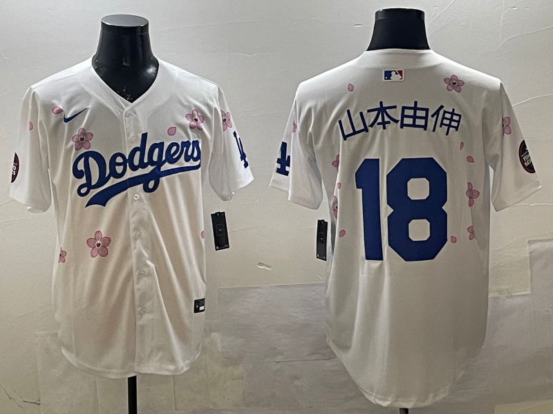 Men's Los Angeles Dodgers Yoshinobu Yamamoto #18 White Alternate Replica Player Jersey