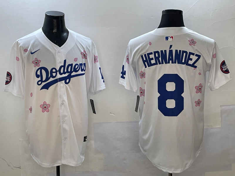 Men's Los Angeles Dodgers Enrique Hernandez #8 White Alternate Replica Player Jersey