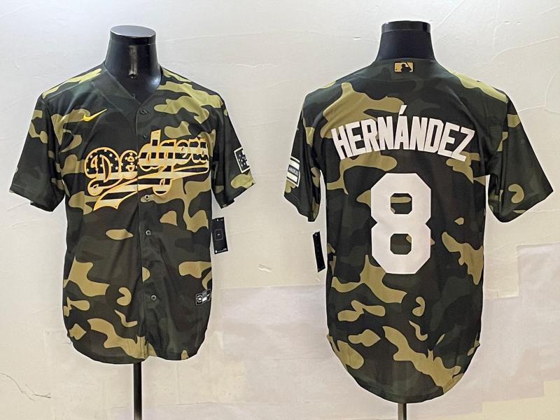 Men's Los Angeles Dodgers Enrique Hernandez #8 Camouflage Replica Player Jersey