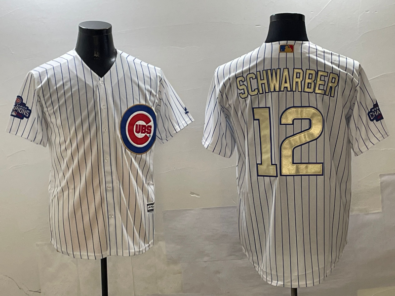 Men's Chicago Cubs Kyle Schwarber #12 White Replica Player Jersey