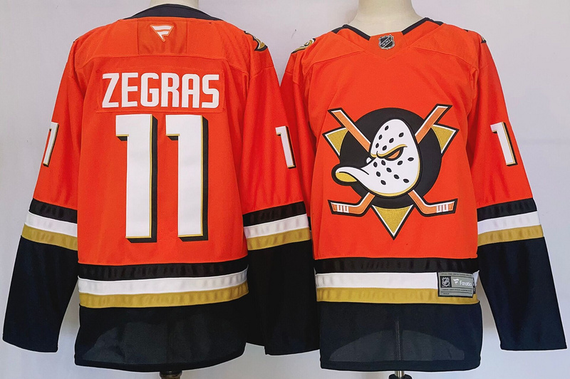 Men's Anaheim Ducks Trevor Zegras #11 Orange Game jersey