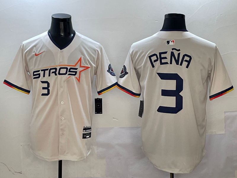 Men's Houston Astros Jeremy Pena #3 Cream 2025 City Connect Limited Player Jersey