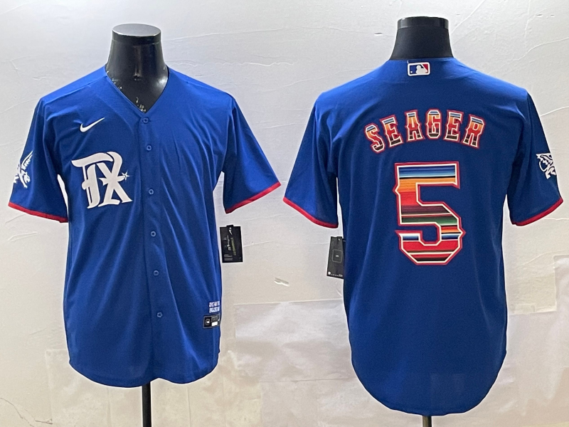 Men's Texas Rangers Corey Seager #5 Royal Replica Player Jersey