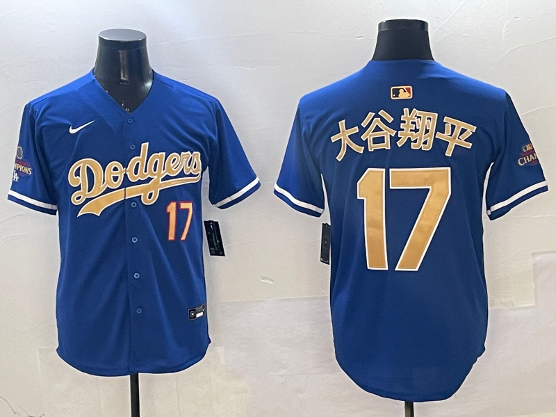 Men's Los Angeles Dodgers Shohei Ohtani #17 Royal 2025 Gold Collection Replica Jersey
