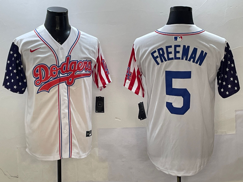 Men's Los Angeles Dodgers Freddie Freeman #5 White Alternate Player Jersey