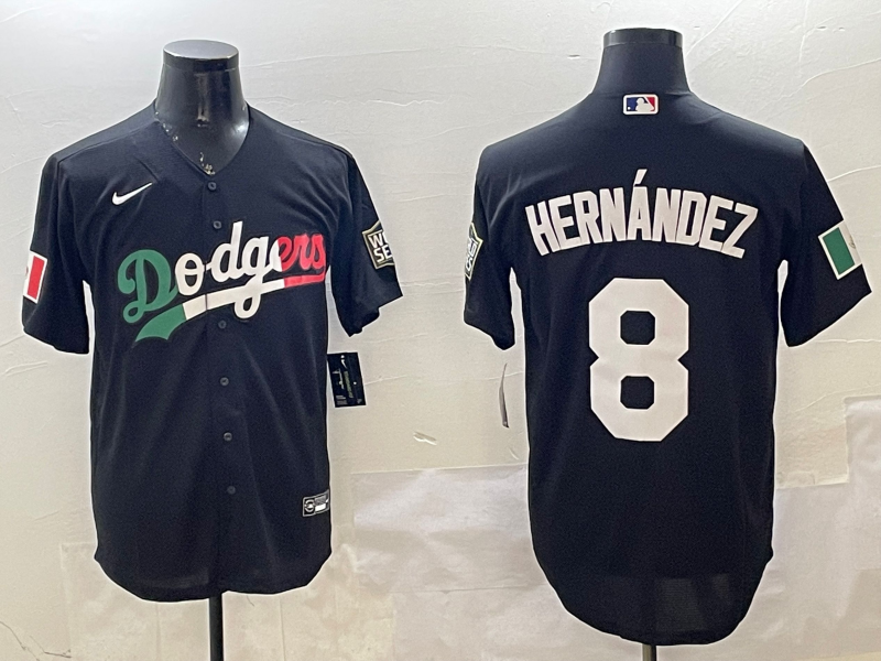 Men's Los Angeles Dodgers Enrique Hernandez #8 Black Player Game Jersey