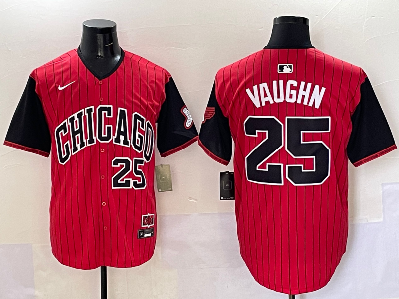 Men's Chicago White Sox Andrew Vaughn #25 Red/Black 2025 City Connect Limited Player Jersey