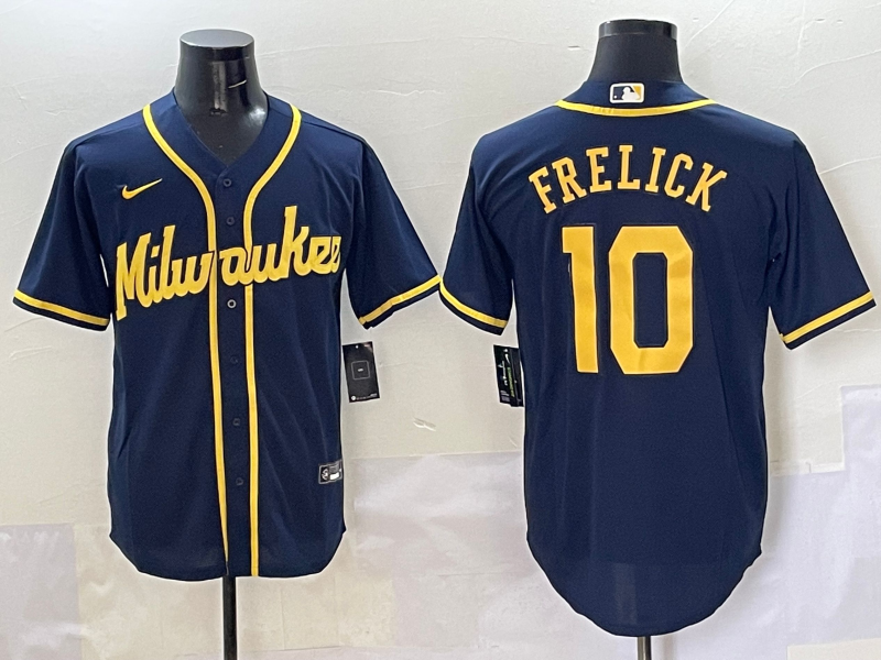 Men's Milwaukee Brewers Sal Frelick #10 Navy Alternate Limited Player Jersey