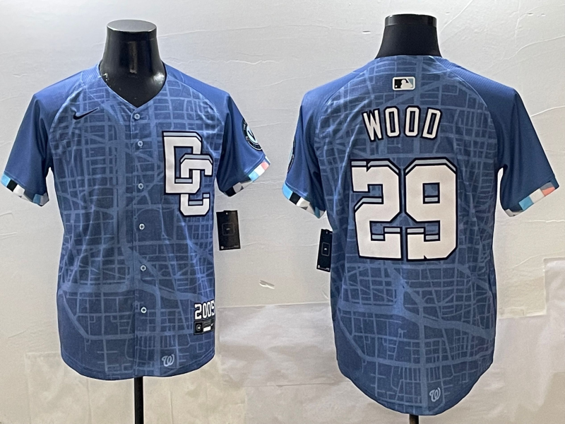 Men's Washington Nationals James Wood #29 Blue 2025 City Connect Limited Player Jersey