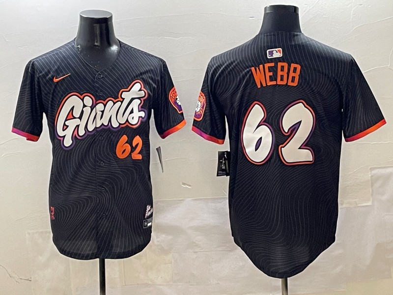 Men's San Francisco Giants Logan Webb #62 Black 2025 City Connect Limited Player Jersey