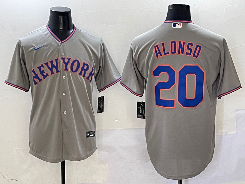 Men's New York Mets Pete Alonso #20 Gray Replica Player Jersey