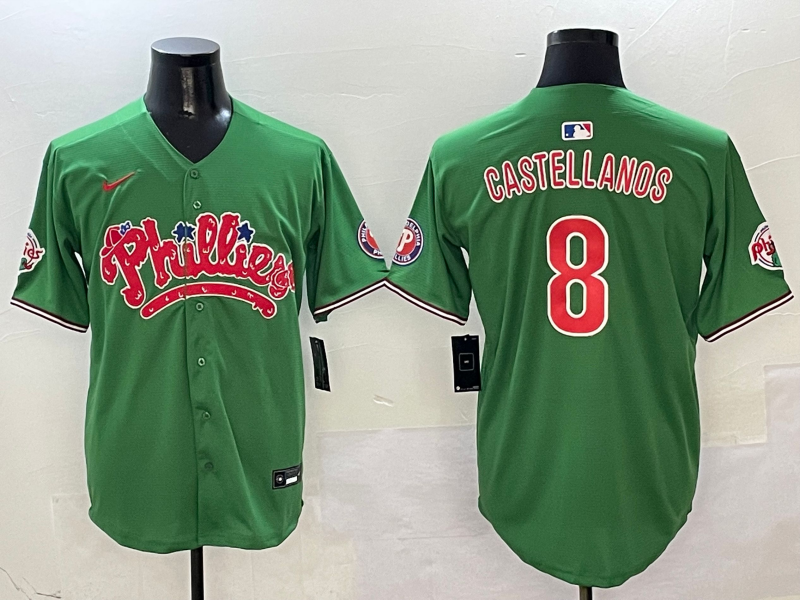 Men's Philadelphia Phillies Nick Castellanos #8 Green Game Jersey