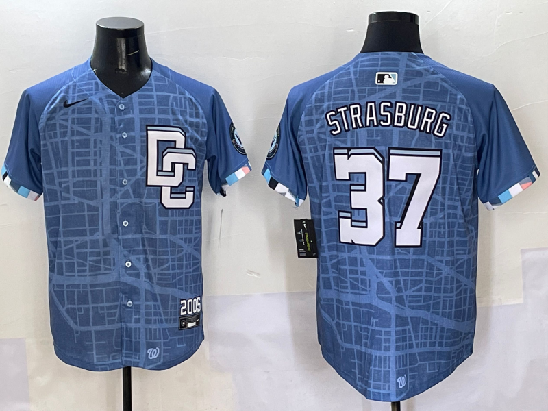 Men's Washington Nationals Stephen Strasburg #37 Blue 2025 City Connect Limited Player Jersey