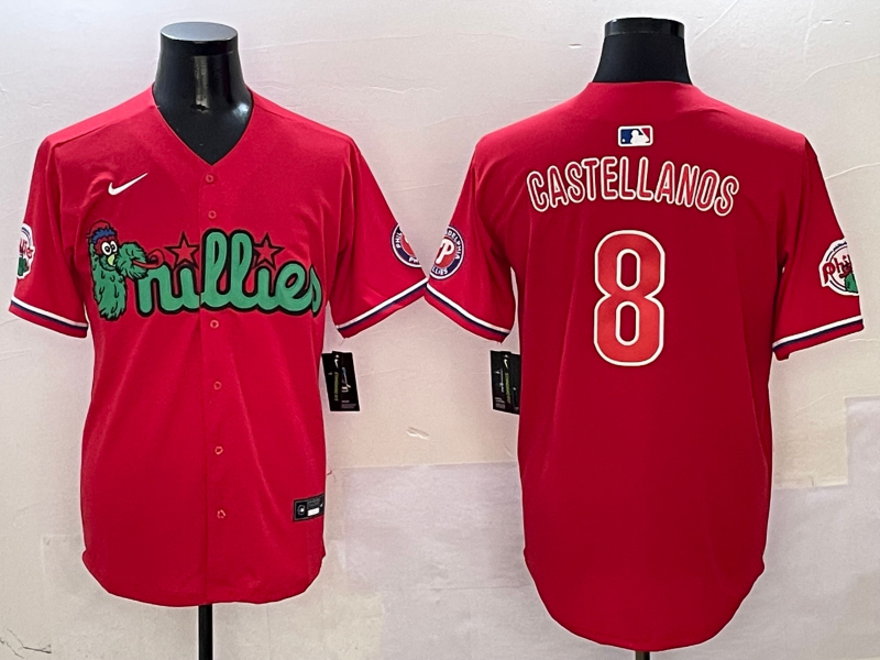 Men's Philadelphia Phillies Nick Castellanos #8 Red Player Jersey
