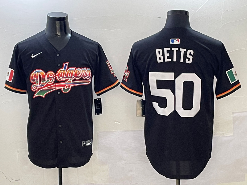 Men's Los Angeles Dodgers Mookie Betts #50 Black Team Game Jersey