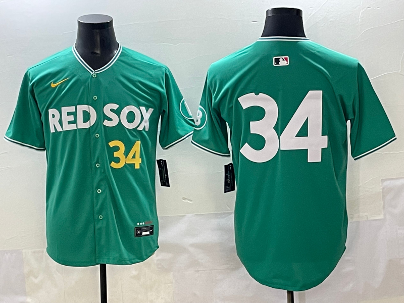 Men's Boston Red Sox David Ortiz #34 Green 2025 City Connect Limited Retired Player Jersey
