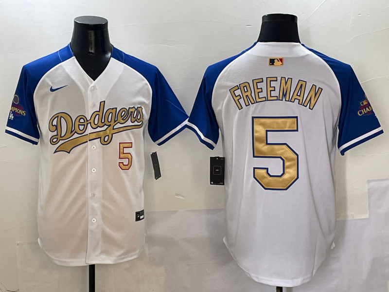 Men's Los Angeles Dodgers Freddie Freeman #5 White 2025 Gold Collection Player Jersey