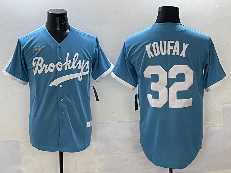 Men's Los Angeles Dodgers Sandy Koufax #32 Light Blue Player Jersey