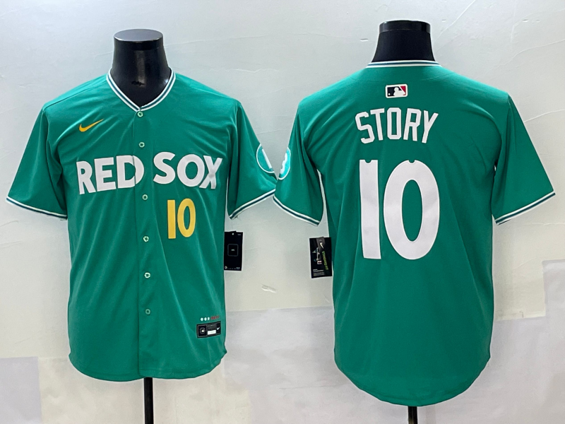 Men's Boston Red Sox Trevor Story #10 Green 2025 City Connect Limited Player Jersey